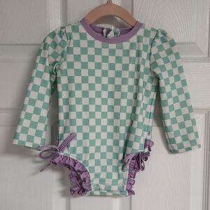Caden Lane Mint and Lavender Checkered One Piece